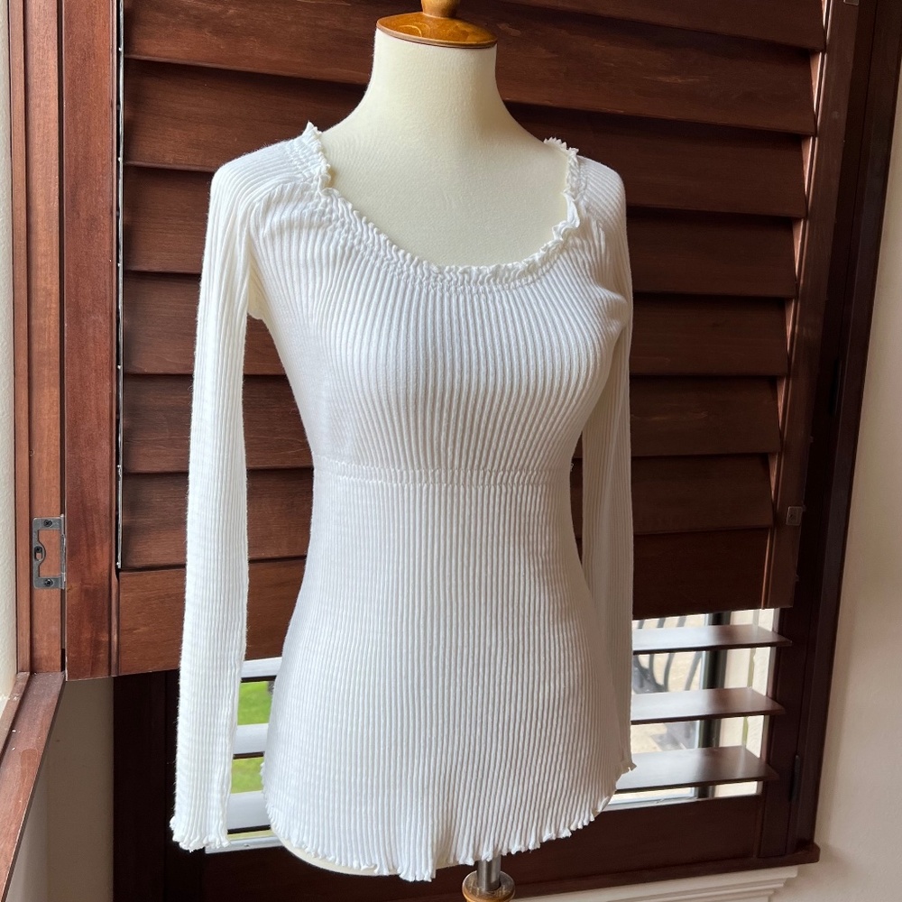 Duet Designs Long Sleeve Cream Maternity Top